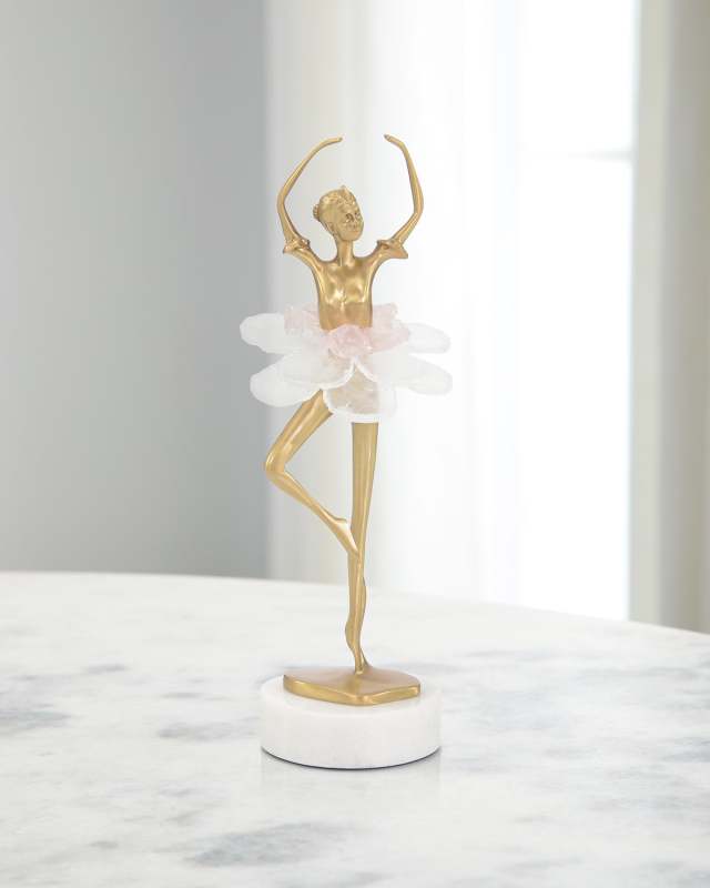Selenite Ballet Sculpture on Marble Base II